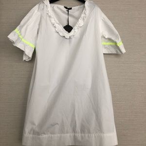 White Maryley sundress coverup neon yellow stripe